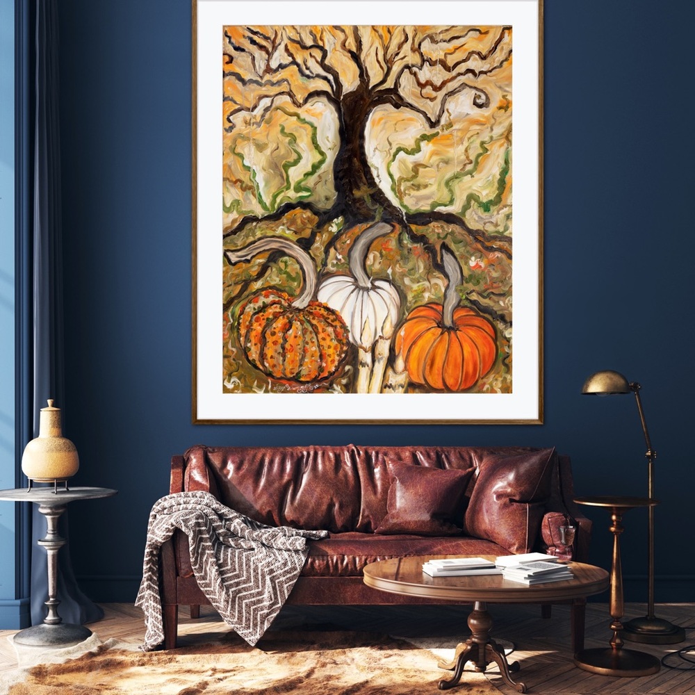 Pumpkin Patch Art Print Oil Painting Halloween gothic witchy autumn fall decor - Picture 9 of 10